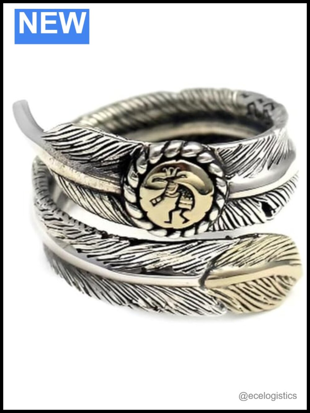 925 Sterling Silver Kokopelli Adjustable Ring